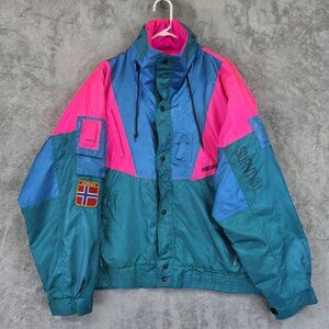 Vintage Nevica Ski Jacket Mens 42 Teal Pink Blue Survival FS 12MC Norway 90s